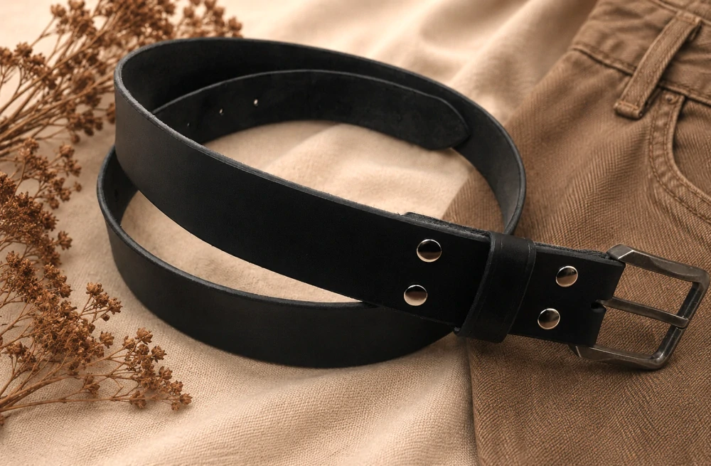 Kožený opasek 4 cm šedý - Basic