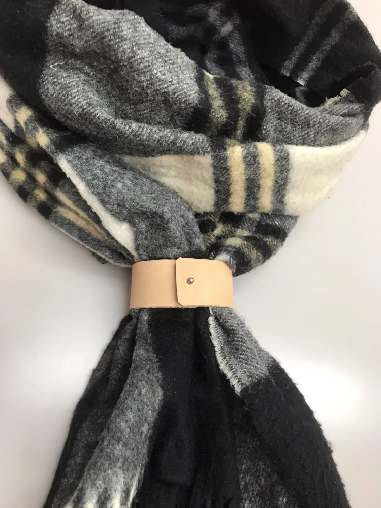 Kožená spona na šátek, šálu Classic 3 cm