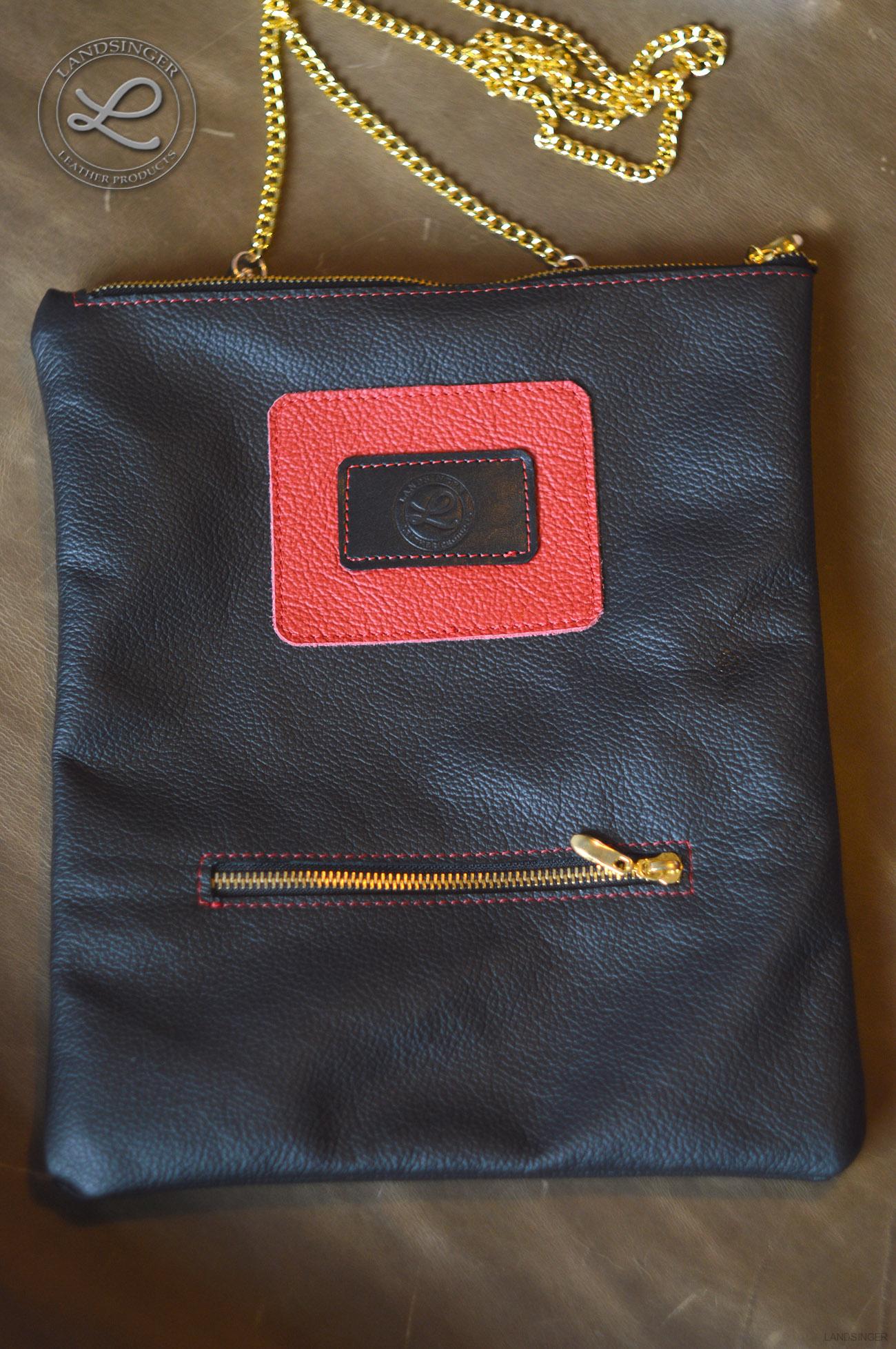 Kožená černočervená kabelka ELLA Crosbody