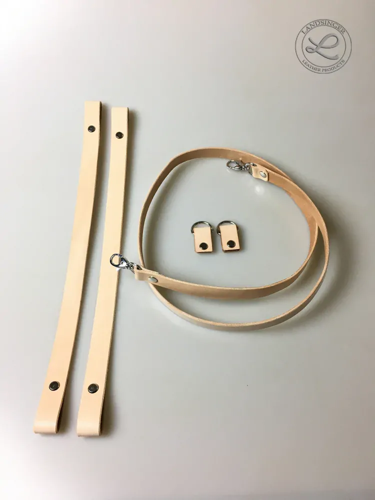 Kožená sada na výrobu kabelky ( ucha, popruh, poutka ) - přírodní barva