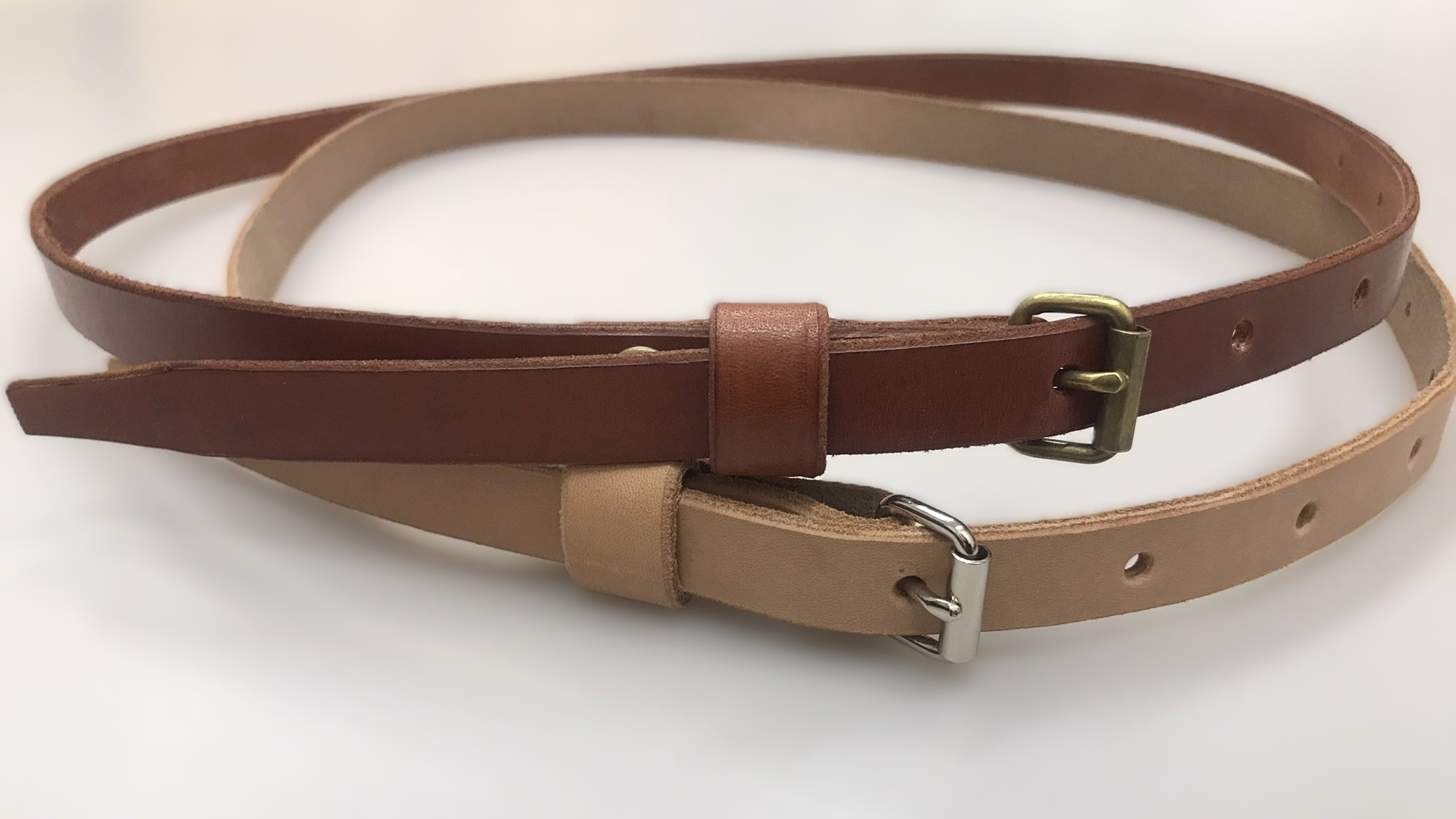 Kožený DÁMSKÝ opasek 1,5 cm mahagon - klasický