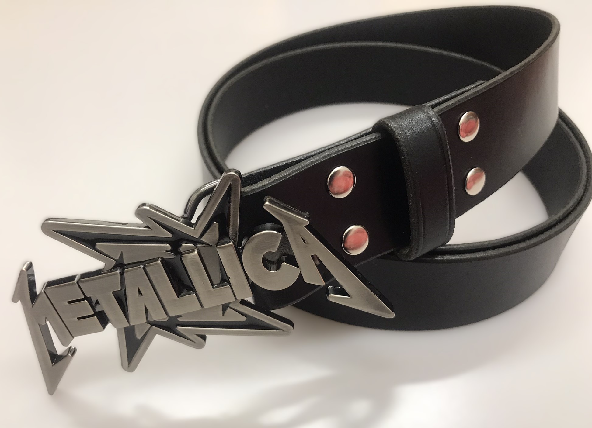 Kožený PÁNSKÝ černý opasek 4 cm - Metallica