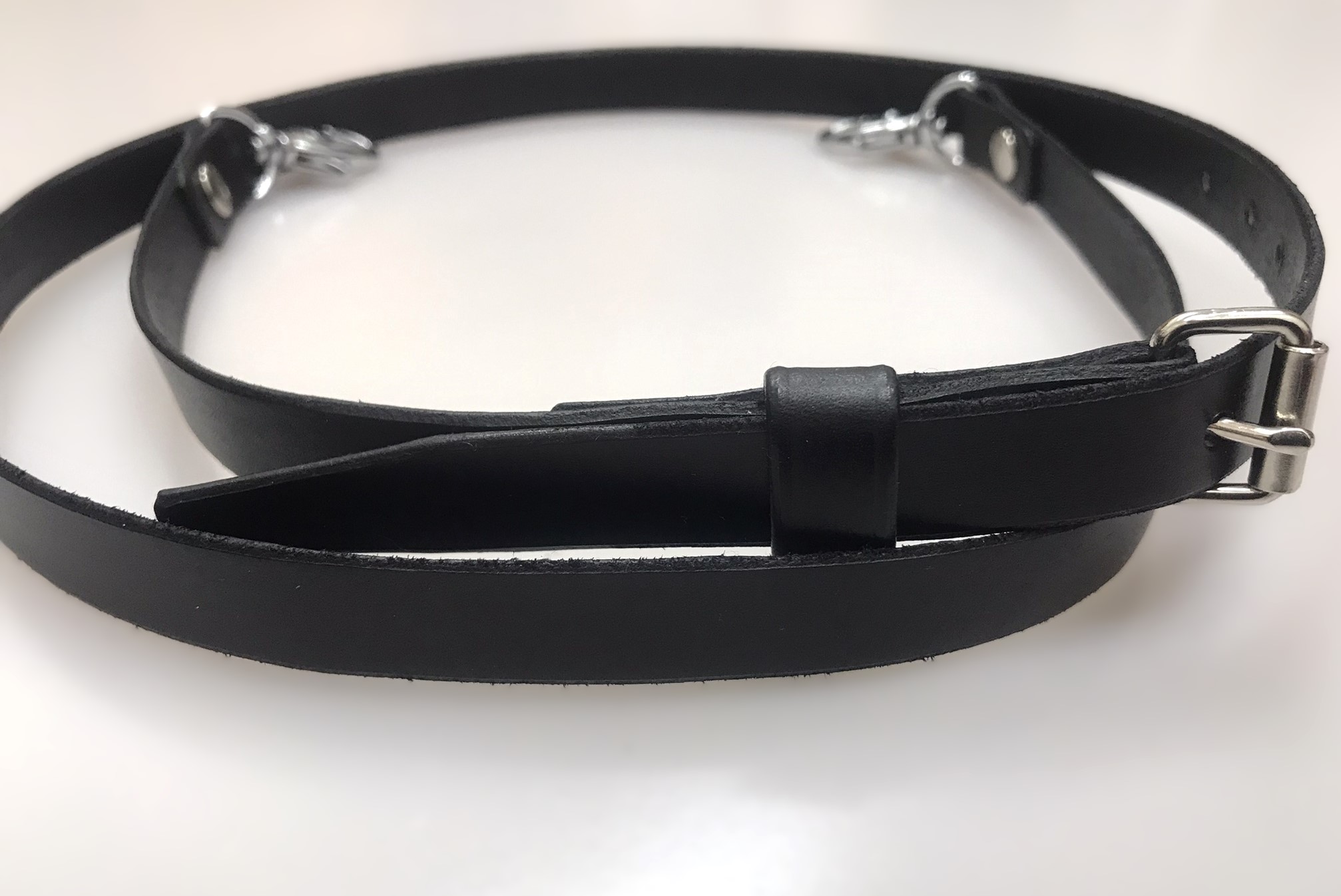 Kožený popruh 1,5 cm s přezkou - černý