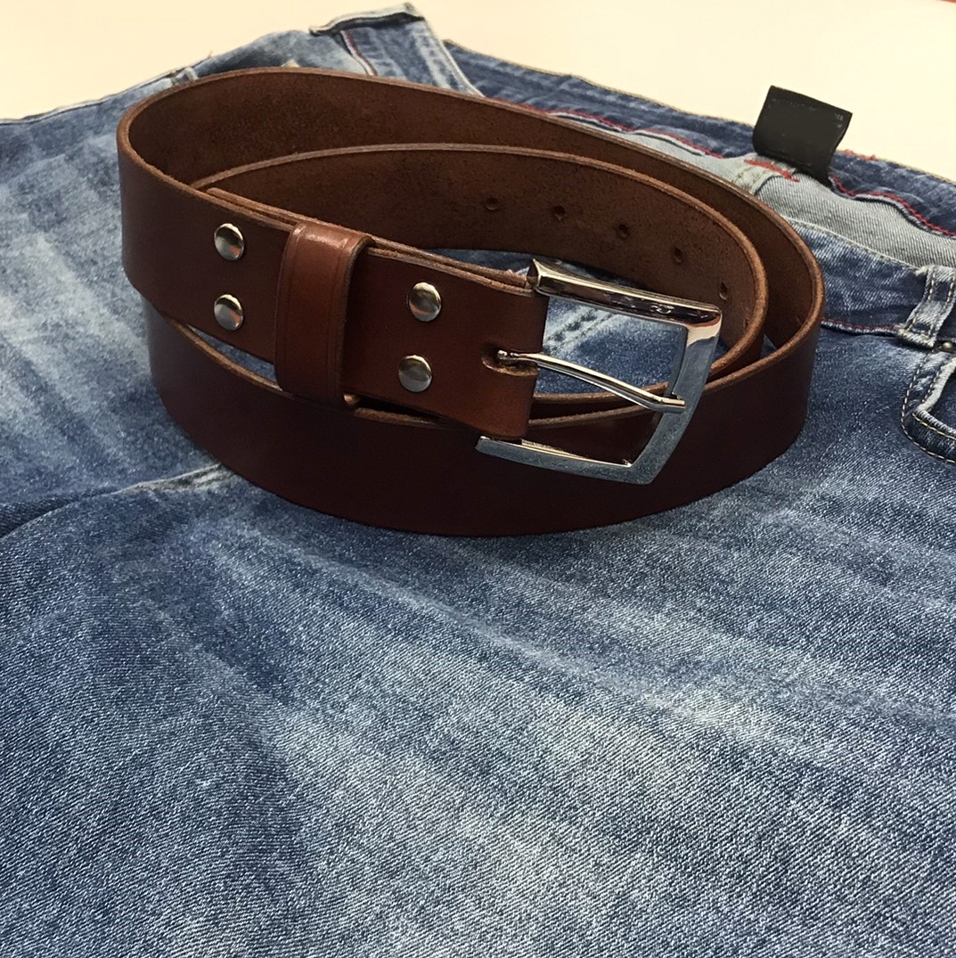 Kožený opasek 4 cm koňak - Elegant