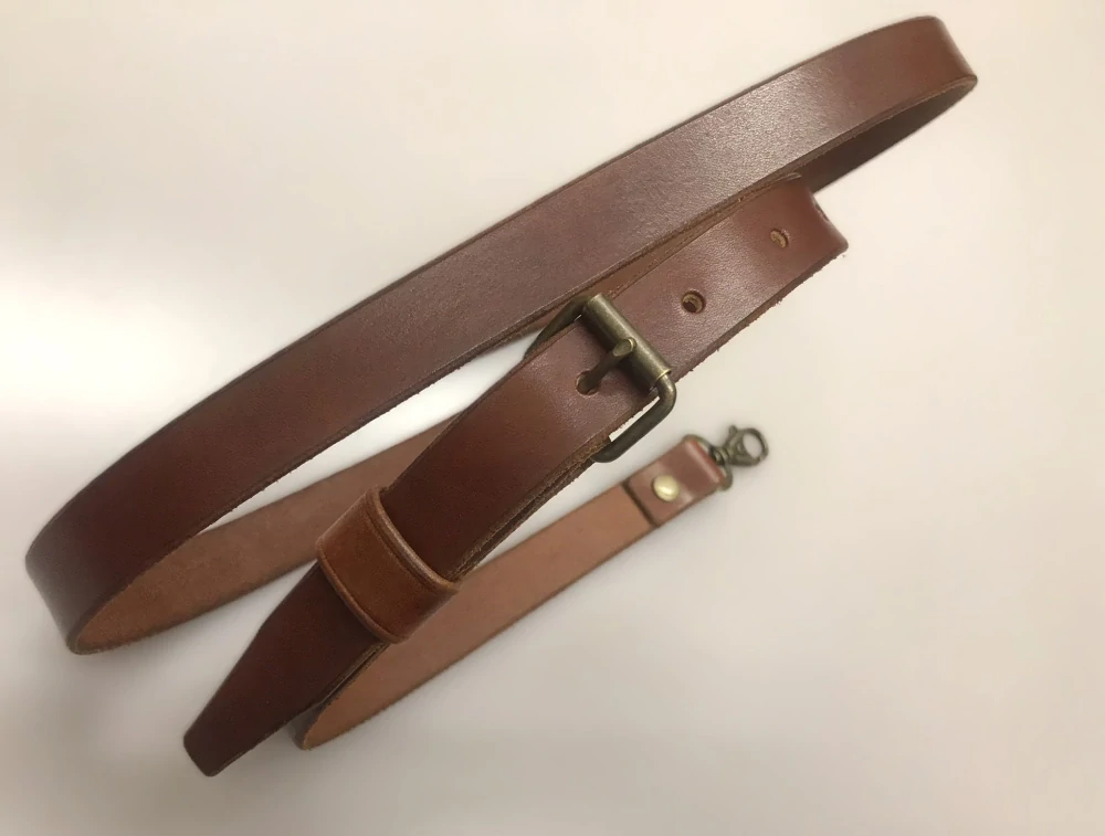 Kožený popruh s přezkou 2 cm - karamel 