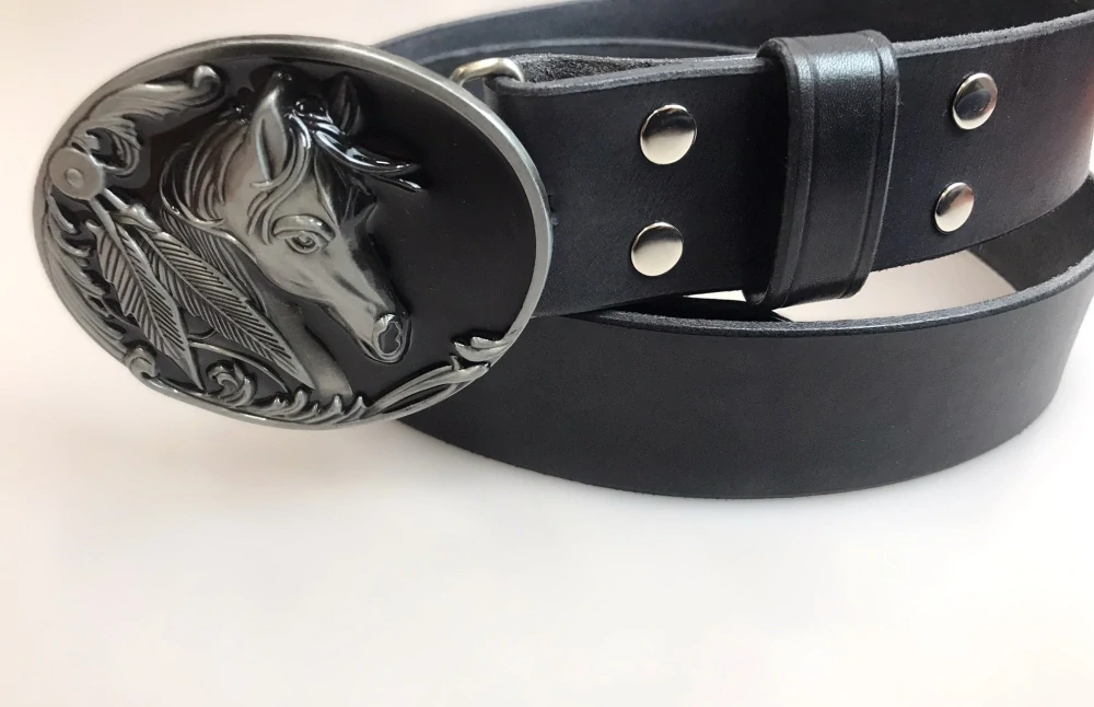 Kožený opasek 4 cm - Kůň