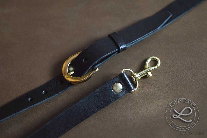 KOŽENÝ POPRUH NA KABELKU -  kulatá spona 