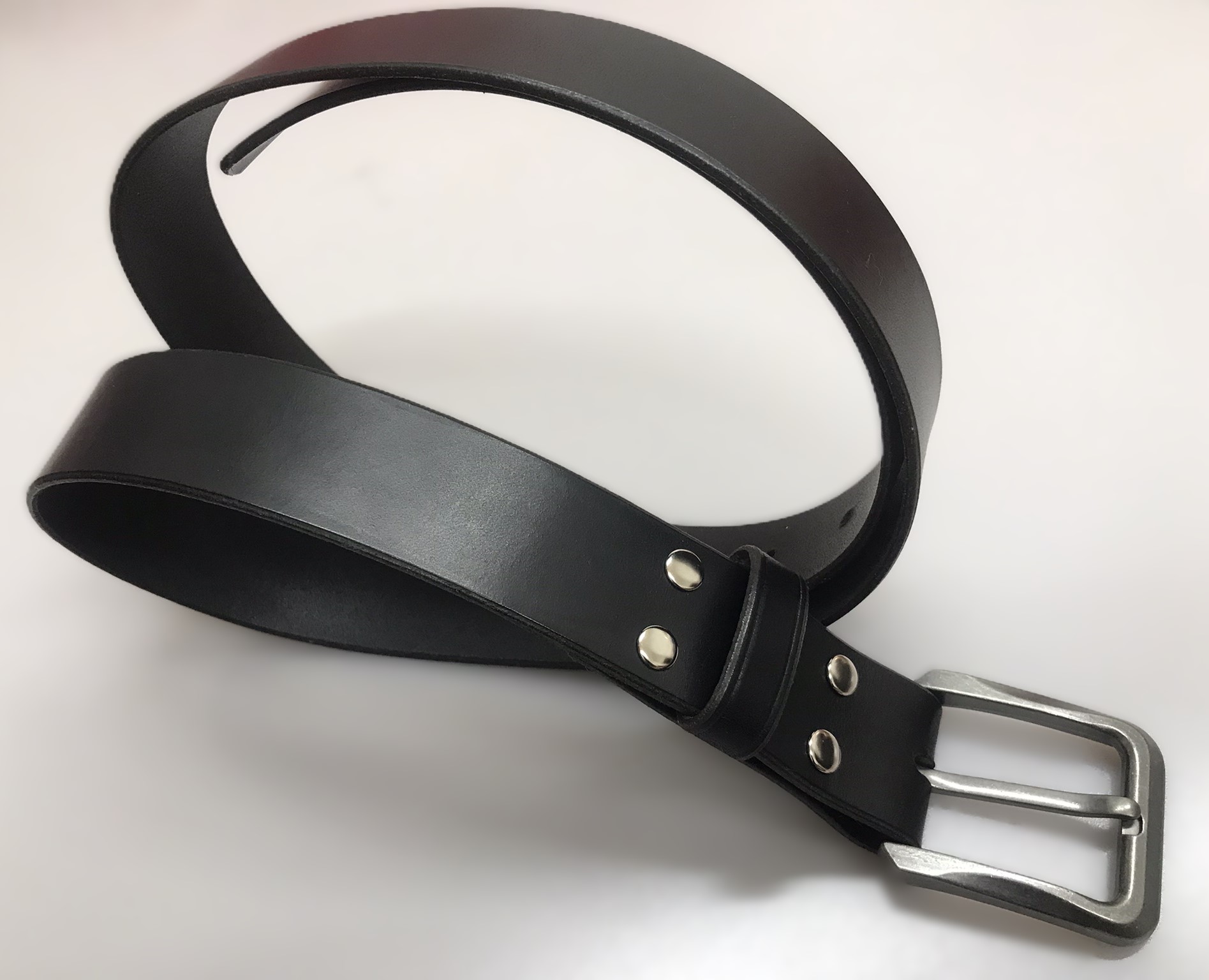 Kožený černý opasek 4 cm - Klasik