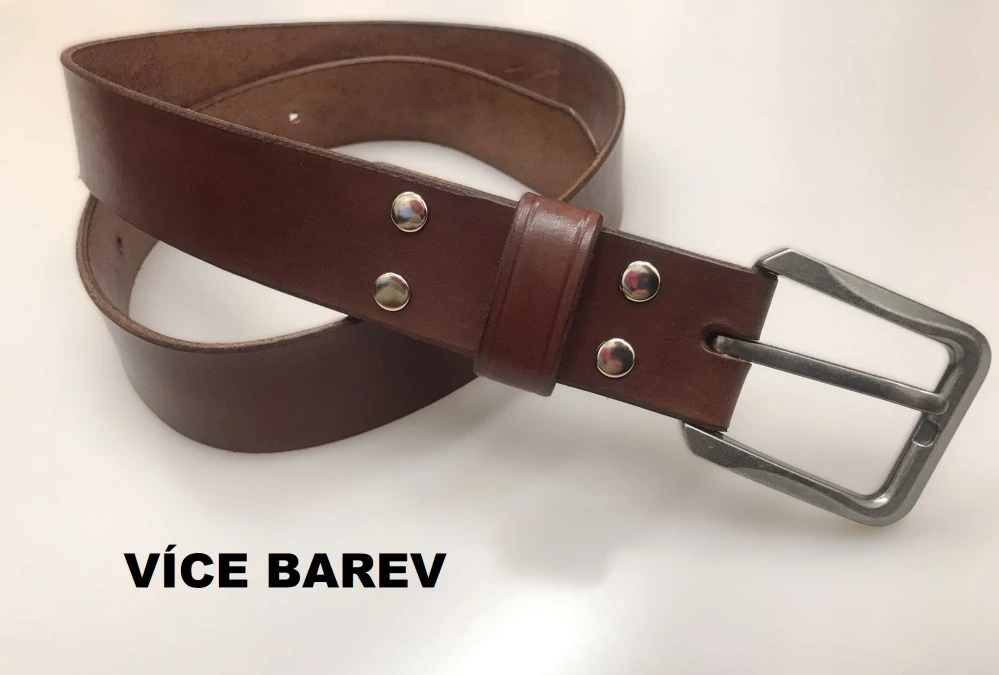 Kožený opasek 4 cm koňak - Basic