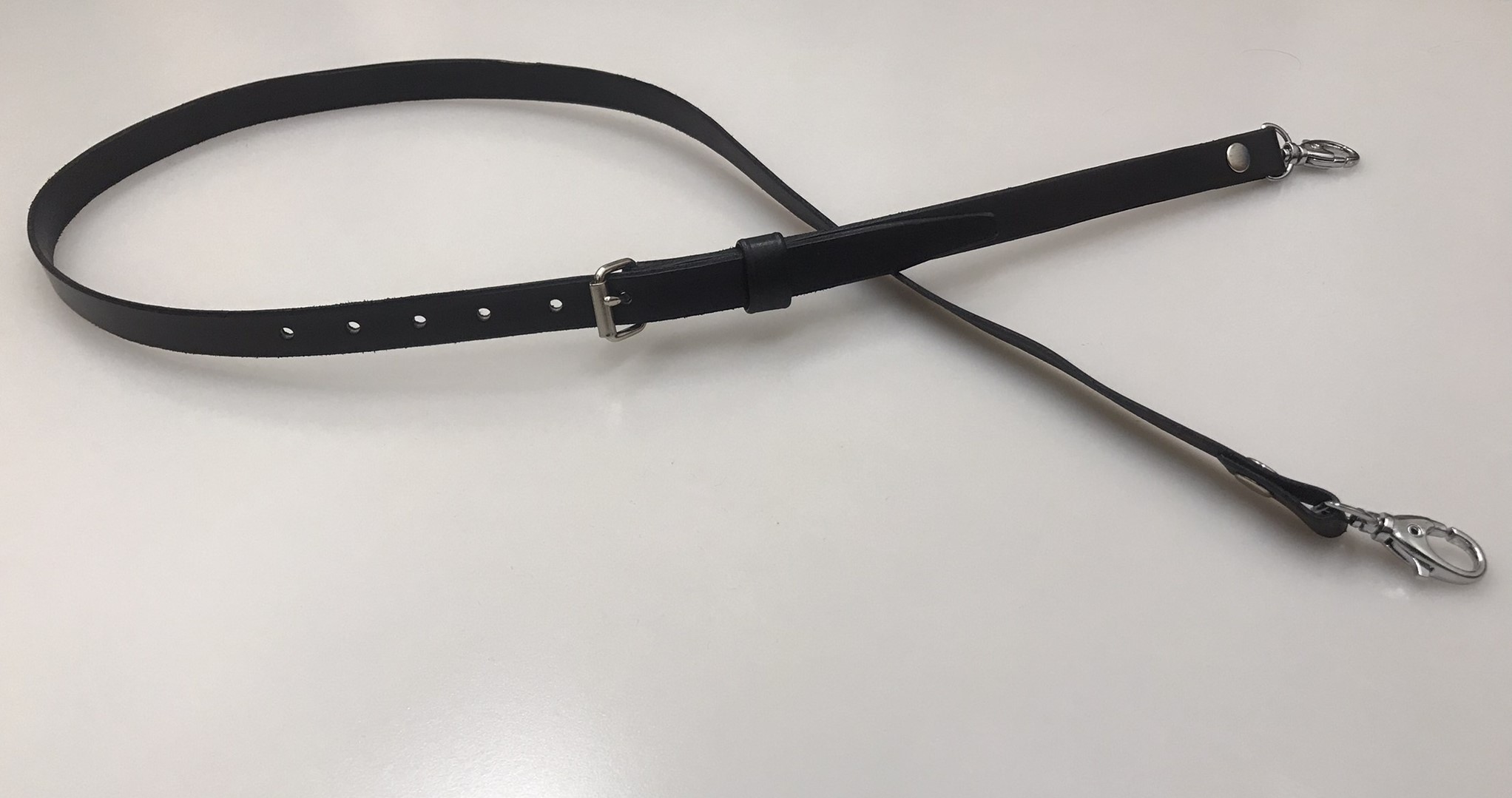 Kožený popruh 1,5 cm s přezkou - černý