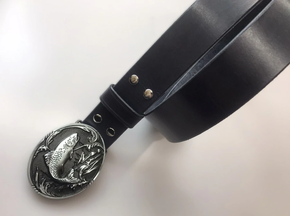 Kožený opasek 4 cm - Fish