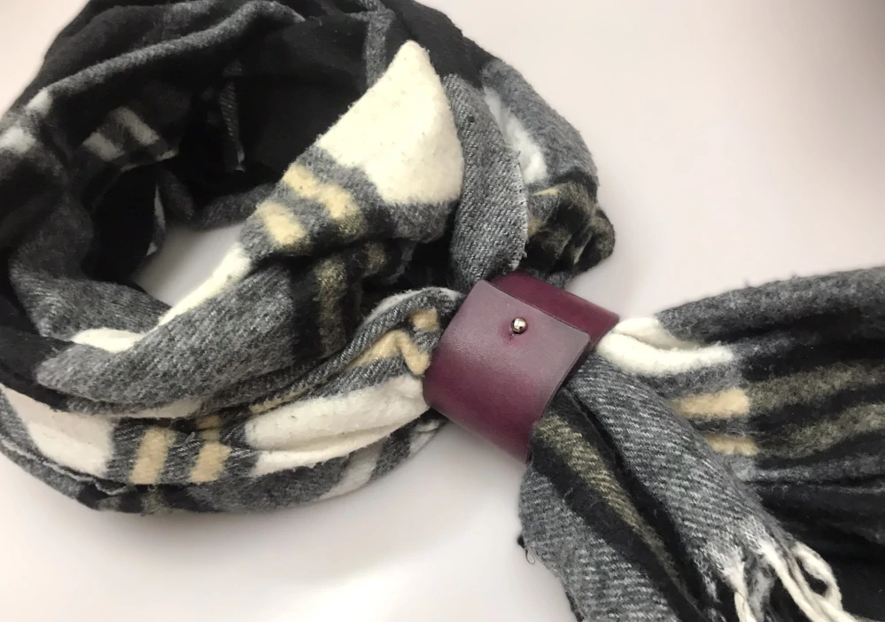 Kožená spona na šátek nebo šálu Classic 3,5 cm