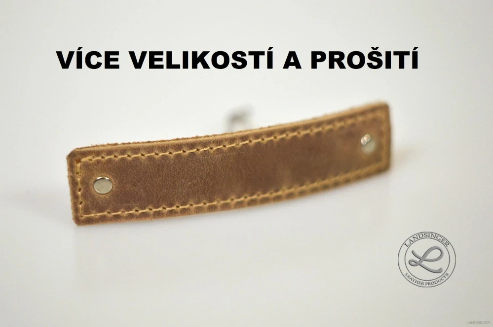 Kožená spona do vlasů - Camel