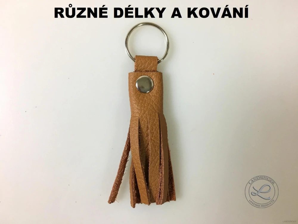 Kožený střapec hnědý "LAHTON" s kroužkem