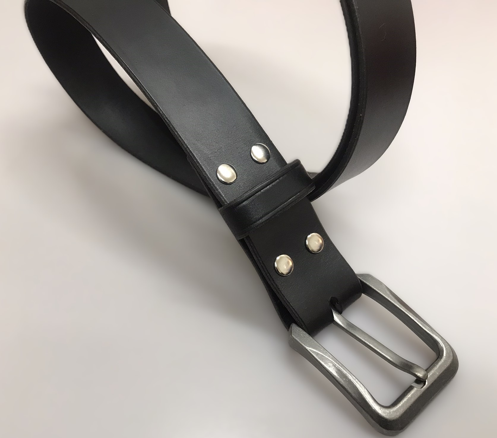 Kožený černý opasek 4 cm - Klasik