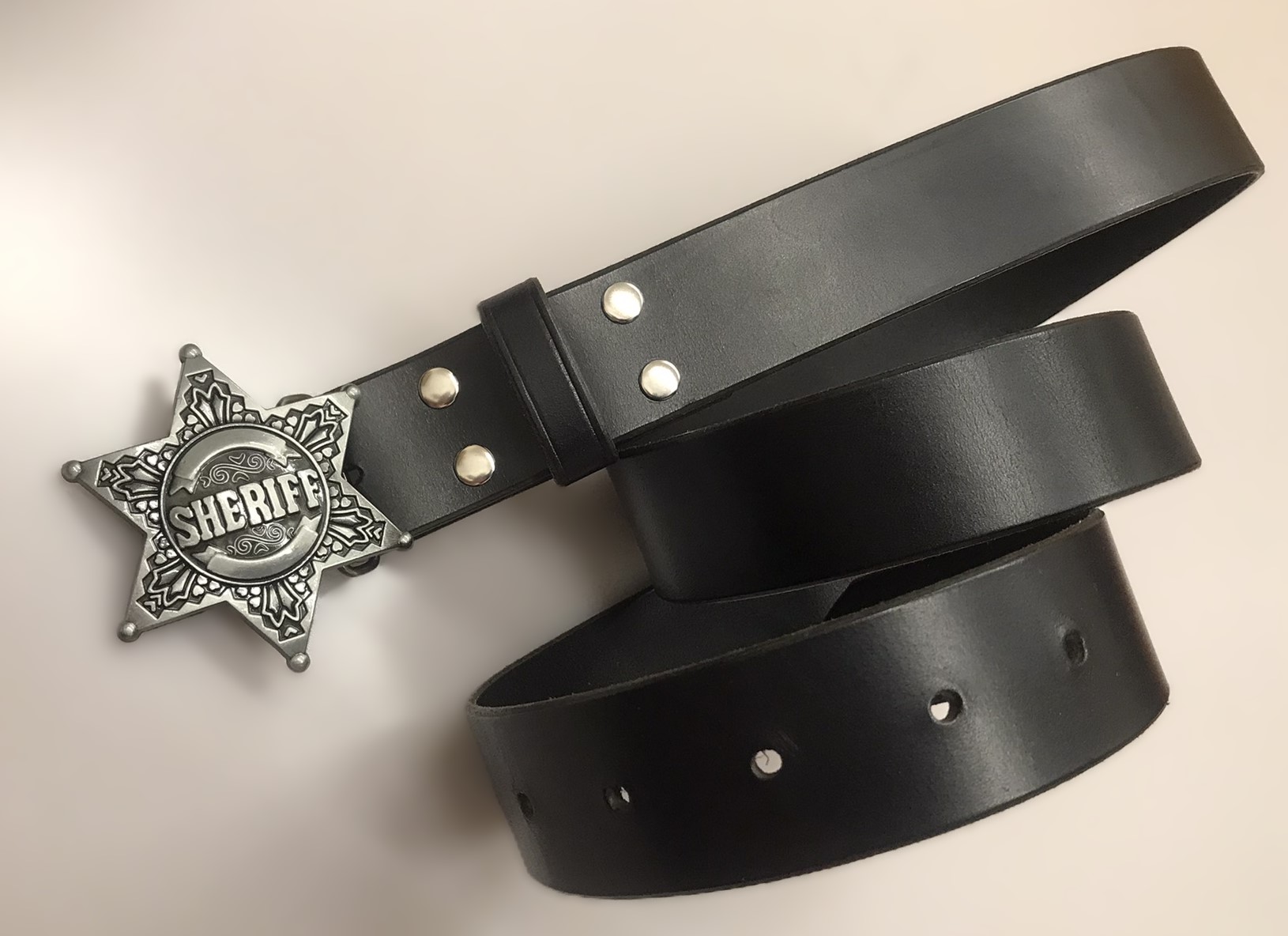 Kožený PÁNSKÝ černý opasek 4 cm - Sheriff