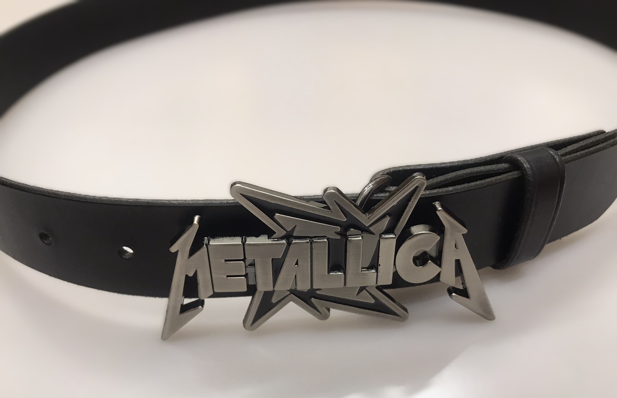 Kožený PÁNSKÝ černý opasek 4 cm - Metallica