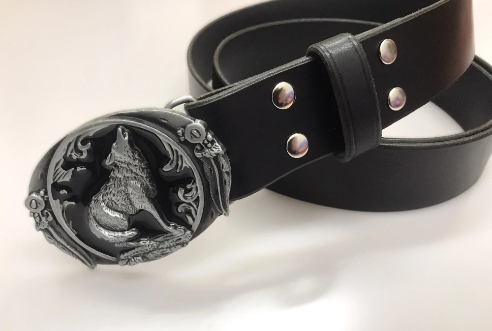 Kožený opasek 4 cm - Vlk