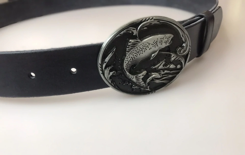 Kožený opasek 4 cm - Fish