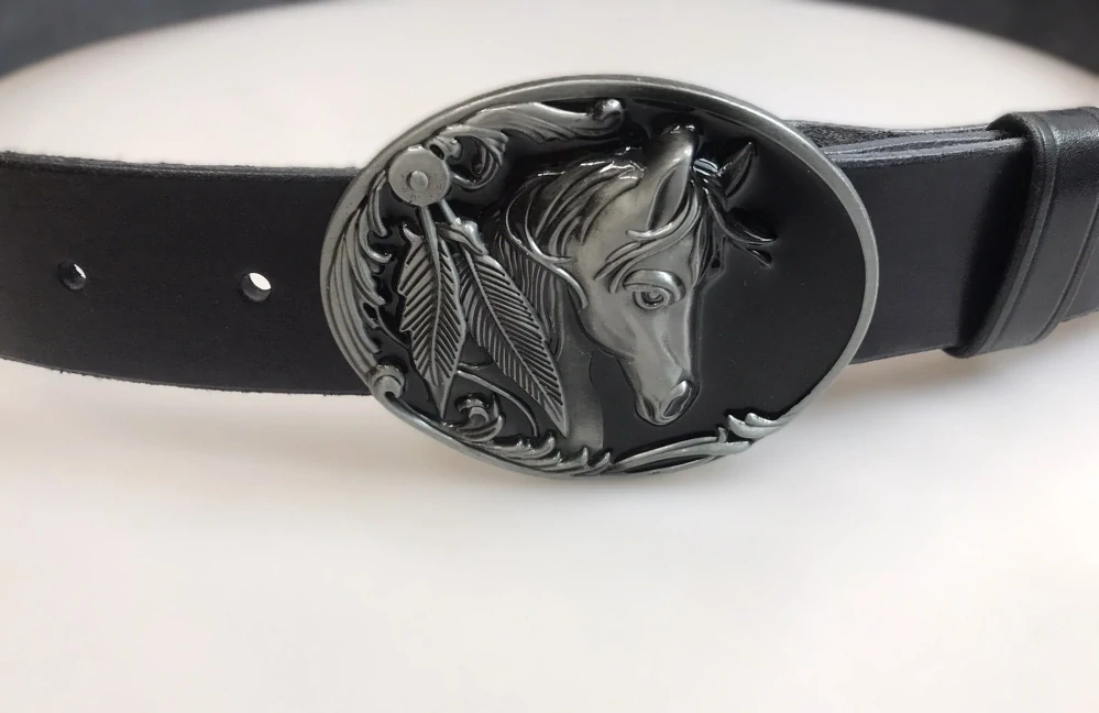 Kožený opasek 4 cm - Kůň