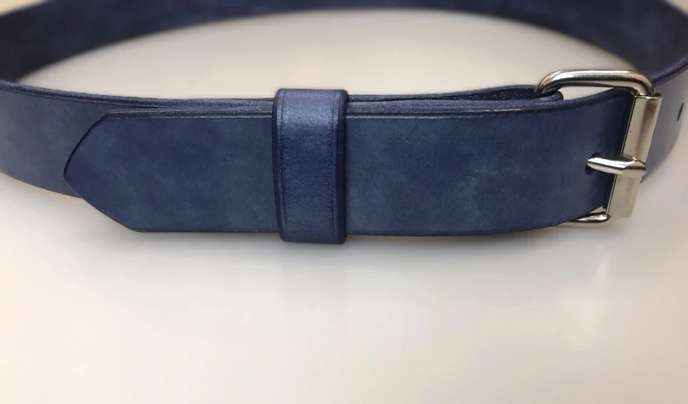 Kožený opasek 3 cm patina jeans modrý