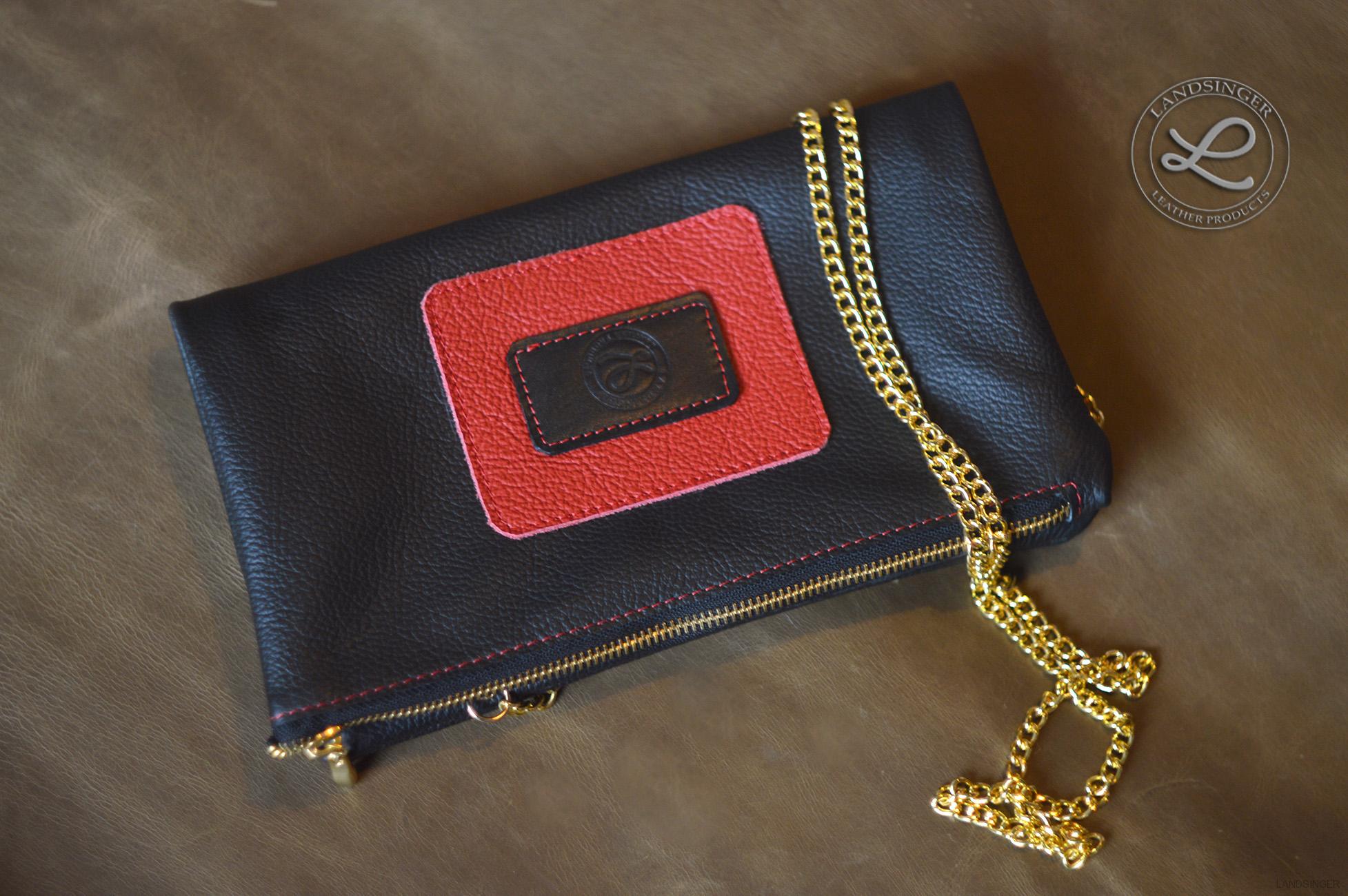 Kožená černočervená kabelka ELLA Crosbody