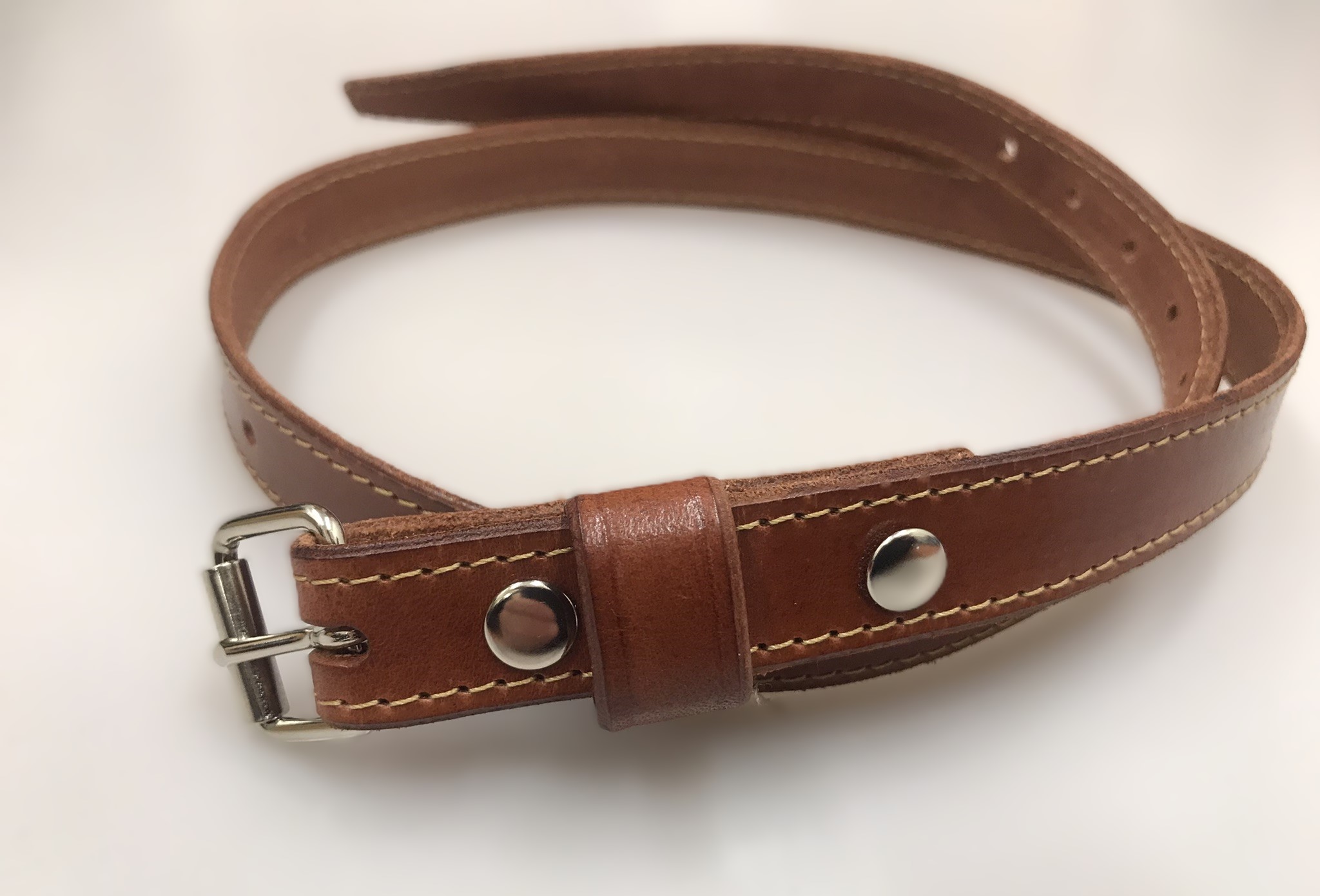 Kožený DÁMSKÝ opasek 2 cm mahagon klasický - prošitý