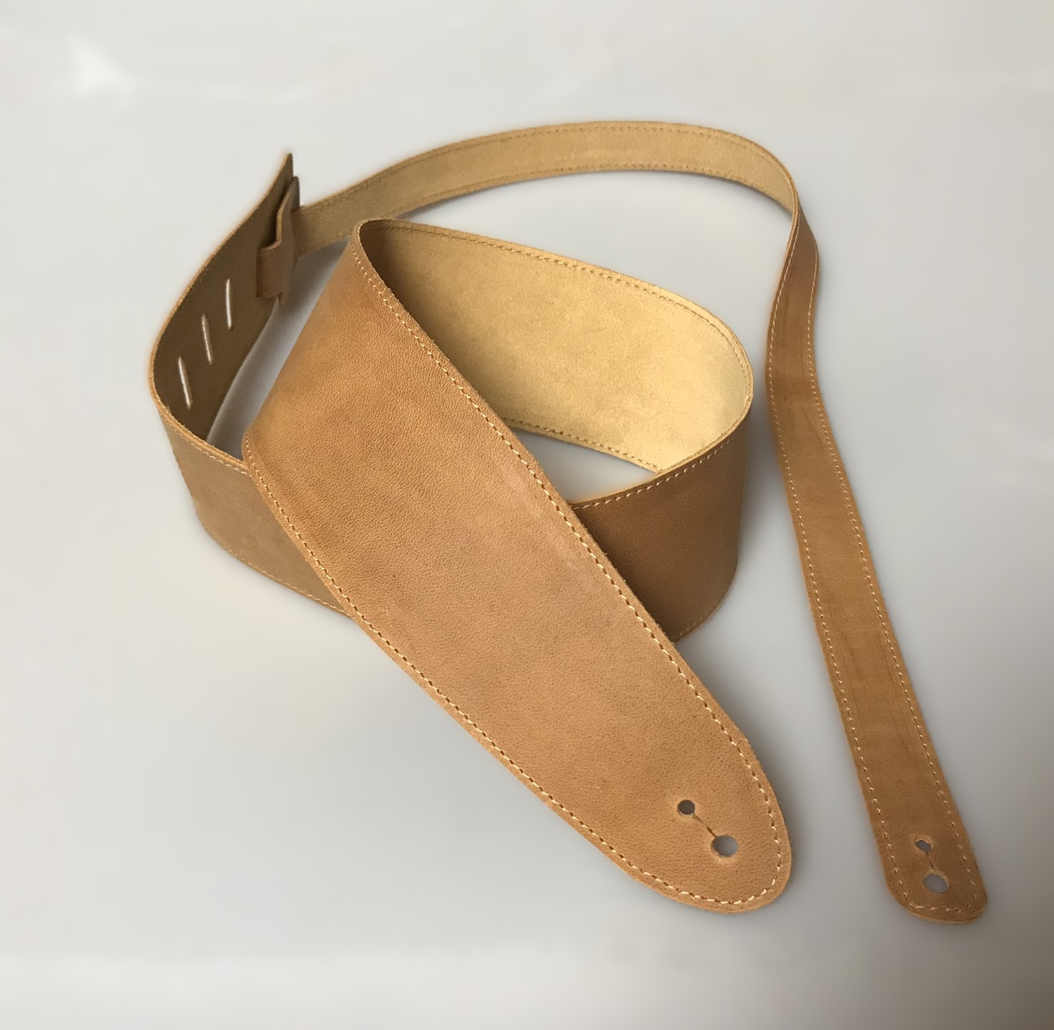 Kožený popruh na kytaru béžový