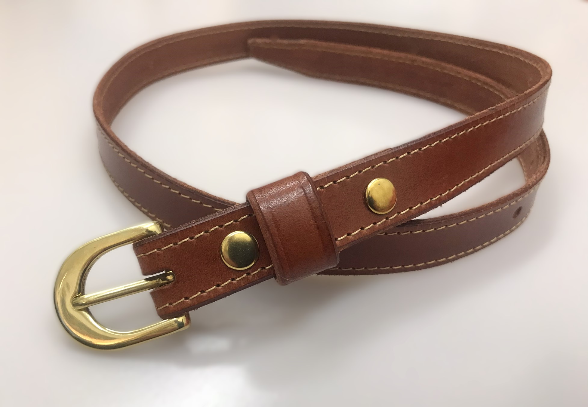 Kožený dámský opasek 2 cm mahagon prošitý - Nova