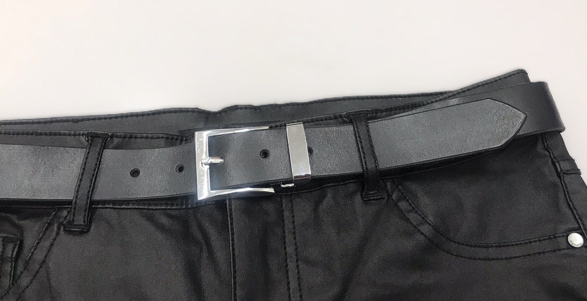 Kožený dámský opasek 3 cm černý - Star