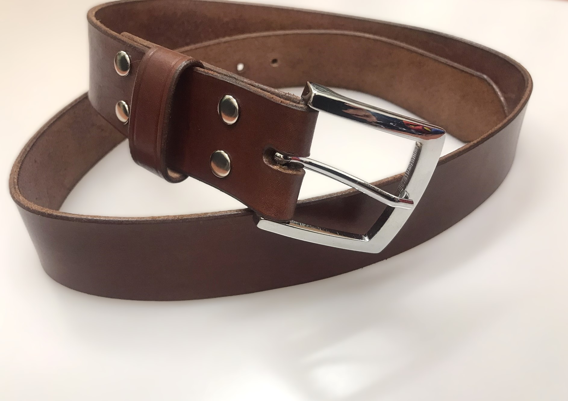 Kožený opasek 4 cm koňak - Elegant