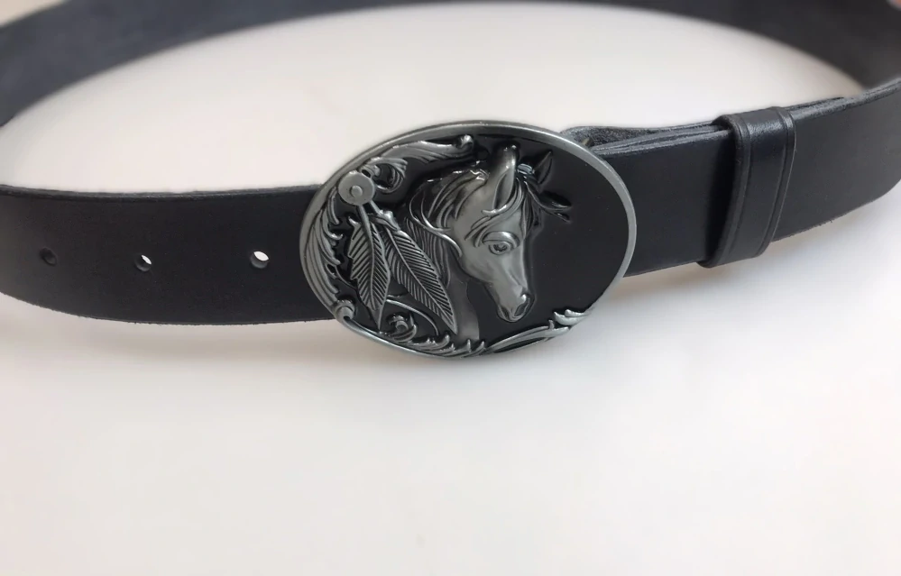 Kožený opasek 4 cm - Kůň