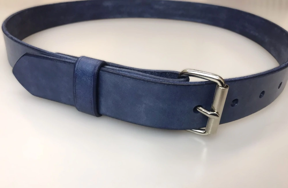 Kožený opasek 3 cm patina jeans modrý