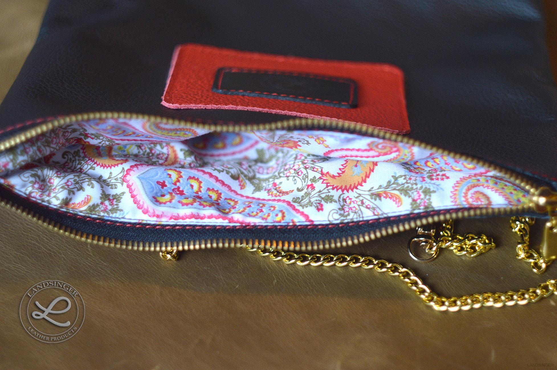 Kožená černočervená kabelka ELLA Crosbody