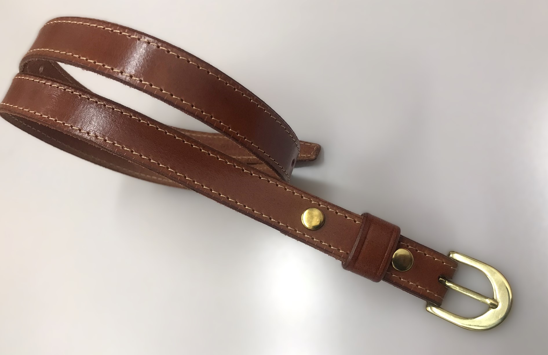 Kožený dámský opasek 2 cm mahagon prošitý - Nova