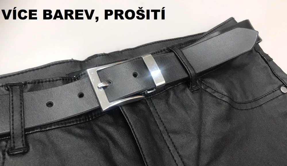 Kožený opasek 3 cm černý - Star