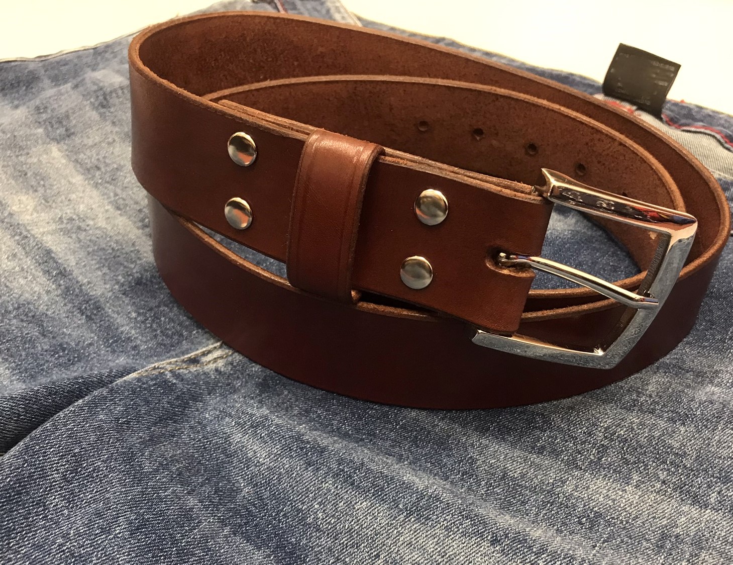 Kožený opasek 4 cm koňak - Elegant