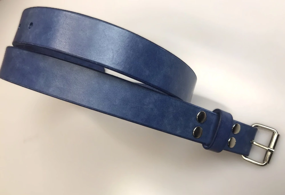 Kožený opasek 3 cm patina jeans modrý