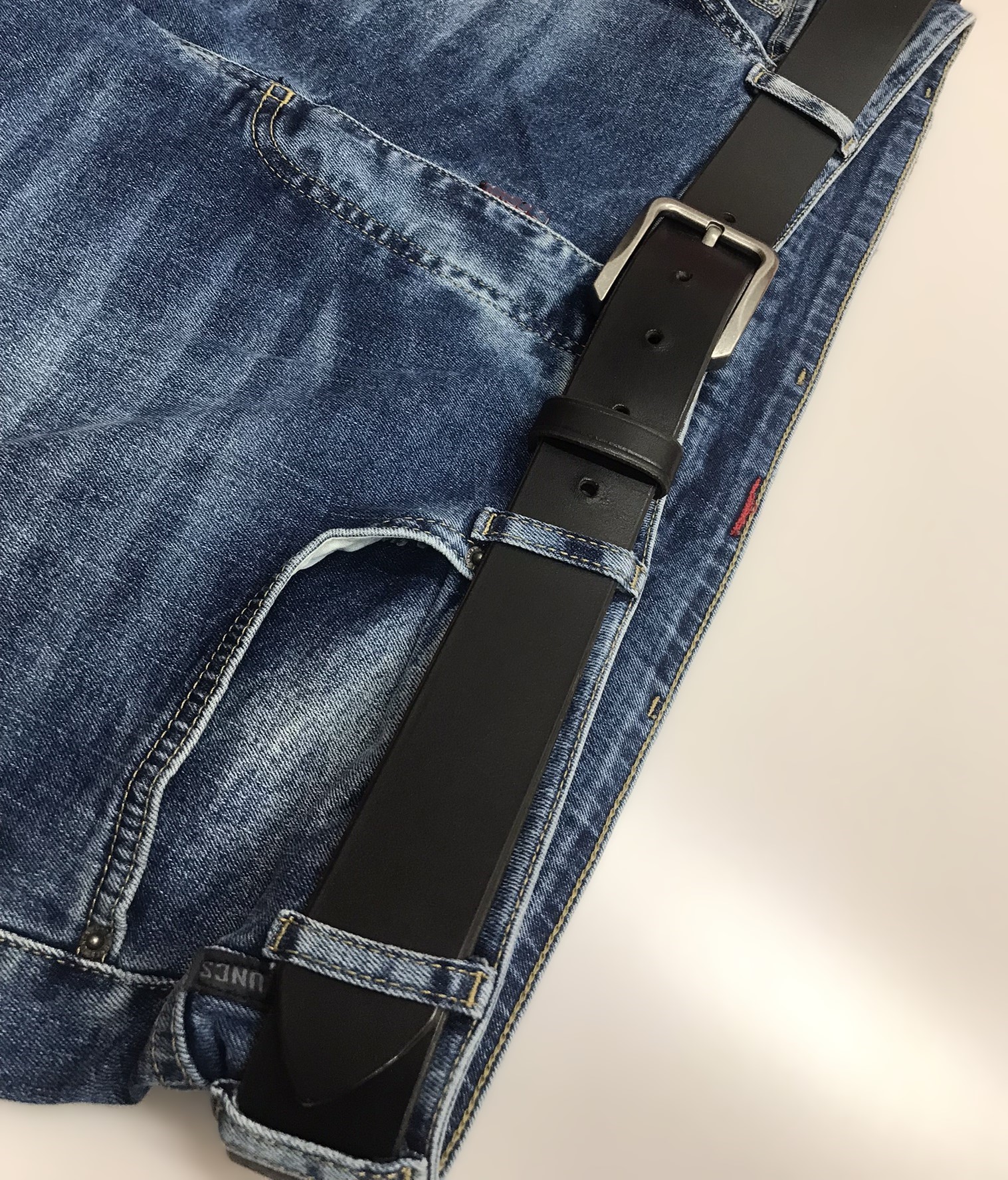 Kožený černý opasek 4 cm - Klasik