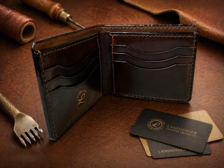 Kožená pánská peněženka na karty - tmavě hnědá