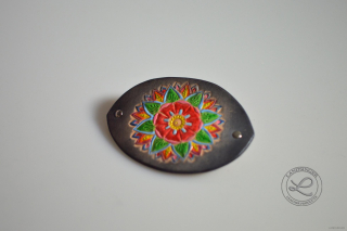 Kožená spona do vlasů - motiv mandala