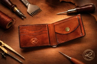 Pánská kožená peněženka s kapsou na mince - koňak tmavý