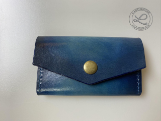 Kožené pouzdro na karty - modré patinované