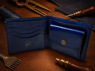 Pánská kožená peněženka s kapsou na mince - tmavě modrá