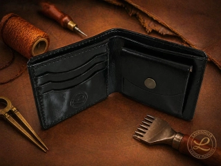 Pánská kožená peněženka s kapsou na mince - černá