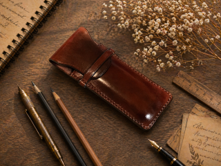Kožené menší pouzdro na tužky RETRO ( penál )