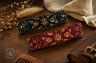 Kožená spona do vlasů - Mandala