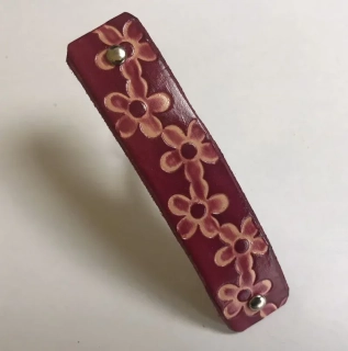 Kožená spona do vlasů - Kytky