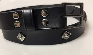 Kožený DÁMSKÝ opasek 3 cm MADAM černý - pyramida zdobená