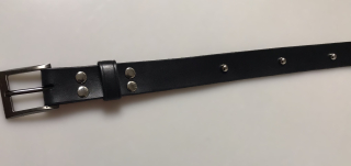 Kožený DÁMSKÝ opasek 3 cm MADAM černý - ozdoba pecka